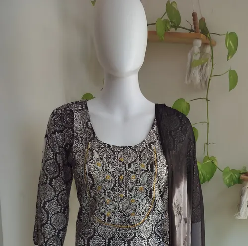 Brown Cotton Mix Salwar Set